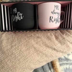 Black and Pink Ceramic Mugs Set Mr. Right Mrs. Always right